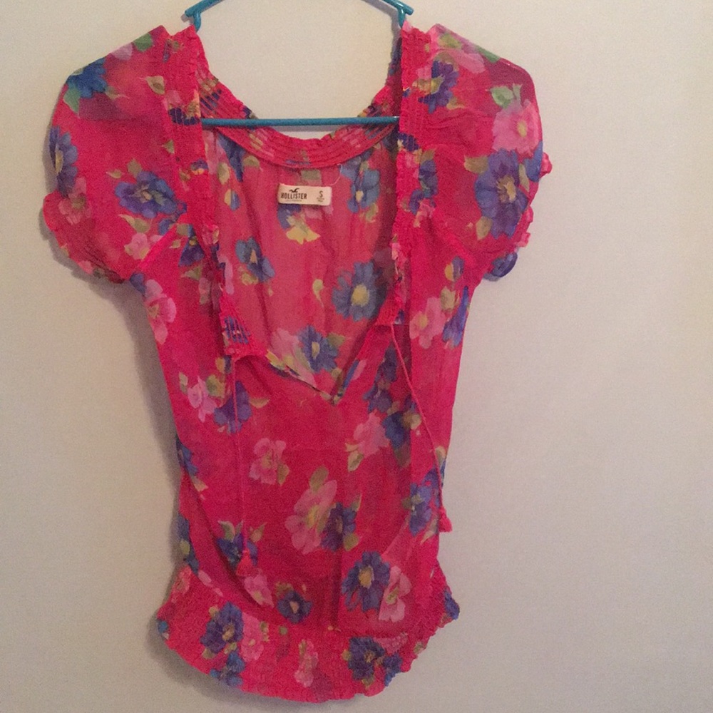 Pink Hollister sheer shirt